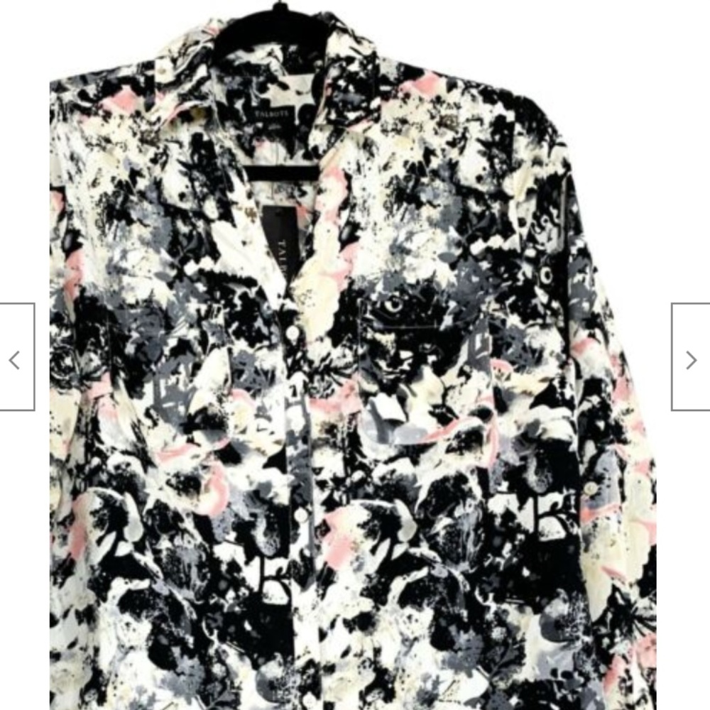 Talbots Long Sleeve V-Neck Button Down Shirt Top - Picture 2 of 8